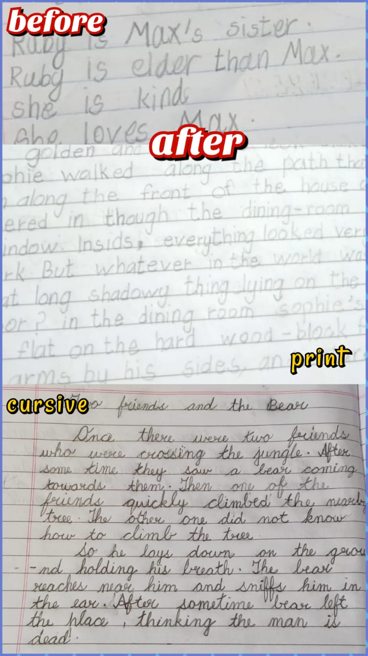 Former Student Handwriting Improvement - Eleventh slide