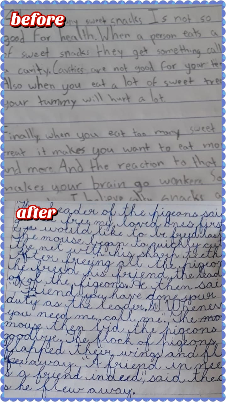 Former Student Handwriting Improvement - Fourteenth slide