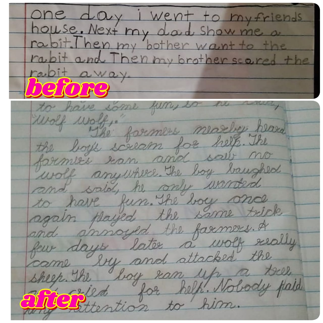 Former Student Handwriting Improvement - Second slide