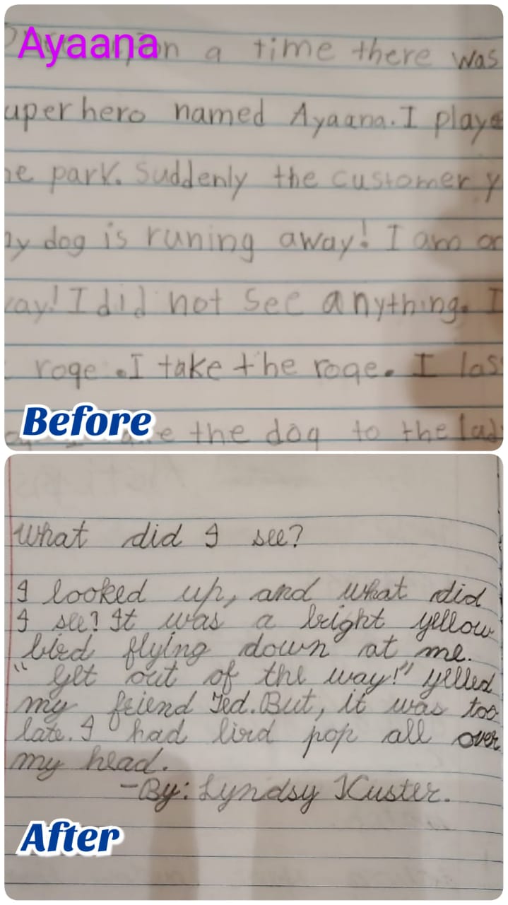 Former Student Handwriting Improvement - Third slide