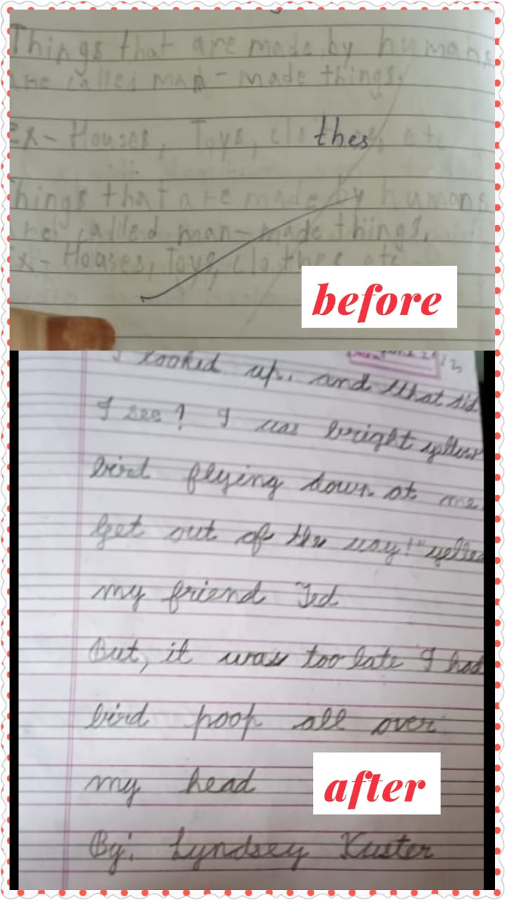 Former Student Handwriting Improvement - Fifth slide
