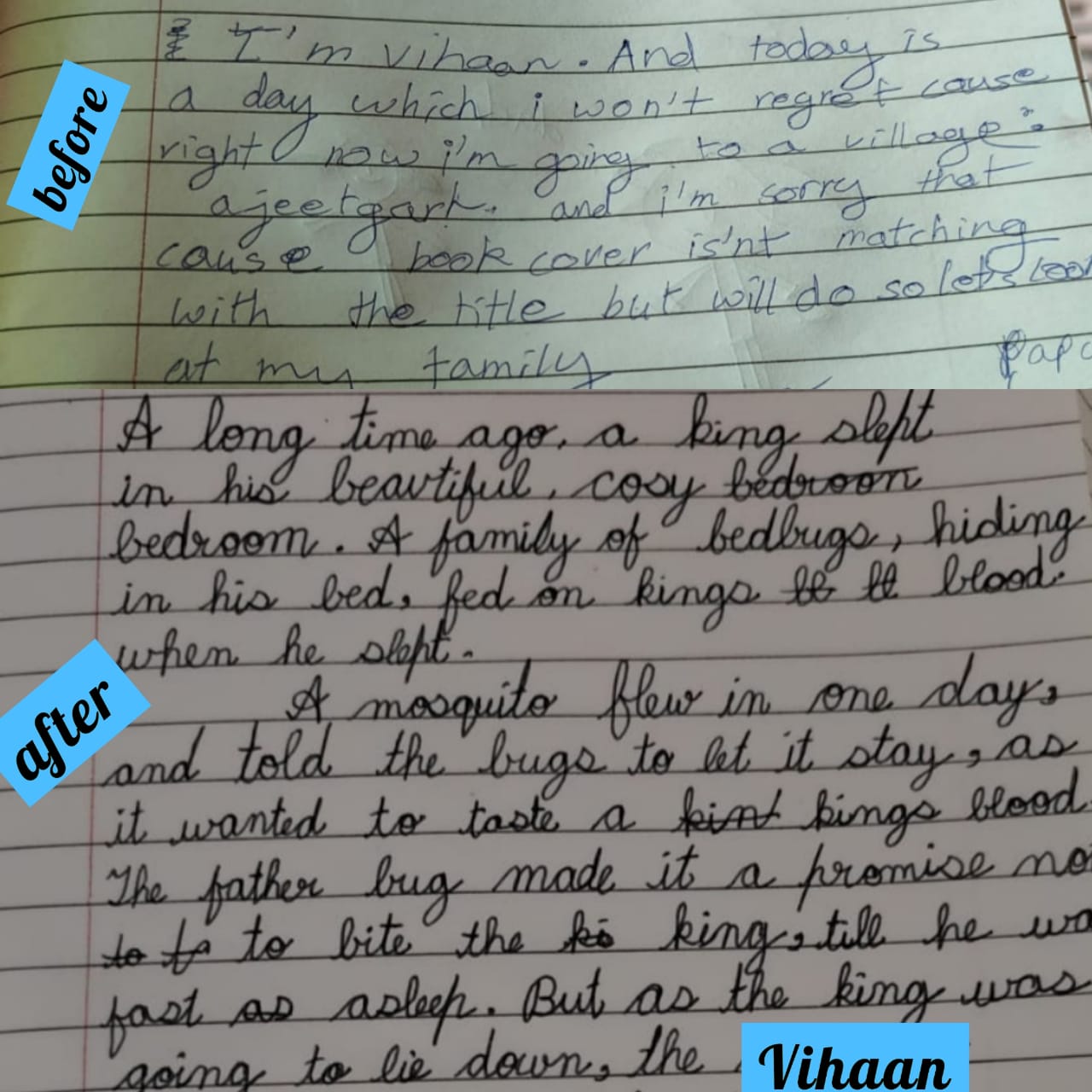 Former Student Handwriting Improvement - Seventh slide