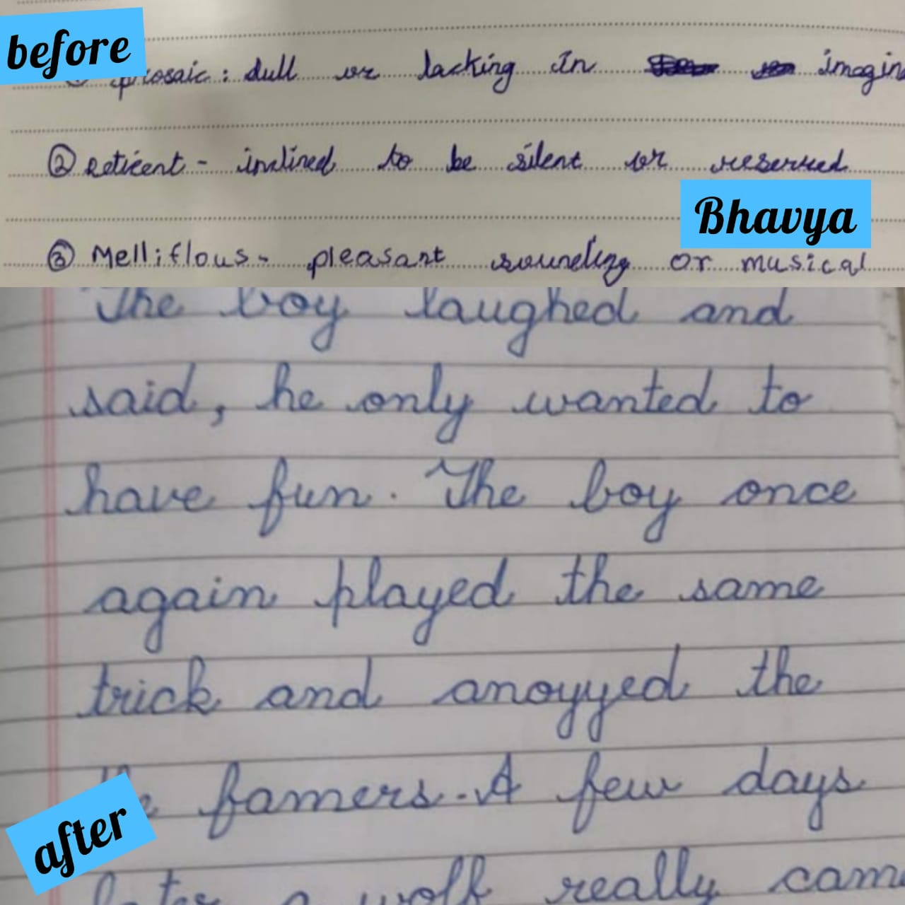 Former Student Handwriting Improvement - Eighth slide